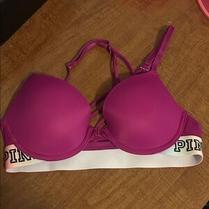 PINK Victoria's Secret Fuchsia Bra with Logo Band 34B